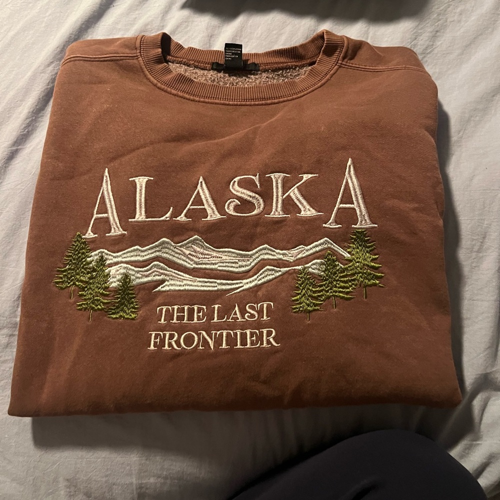 Brown crewneck sweatshirt